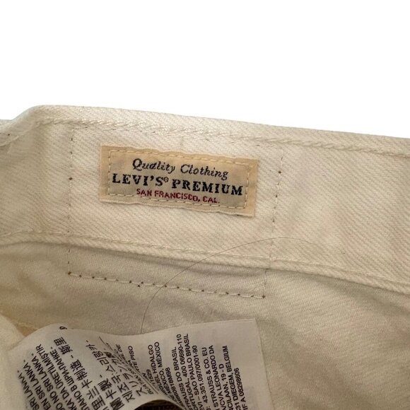 Levis Premium 501 Button Fly White Distressed Denim Cotton Shorts W24 - Picture 8 of 10